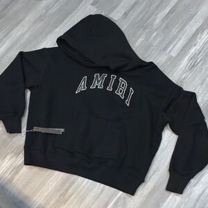 AMIRI COLLEGE OverSized Hoodie Sweatshirt with Leather Logo NEW**